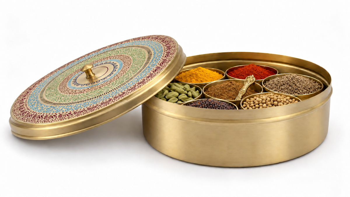 Rangoli Design Masala Box 9"